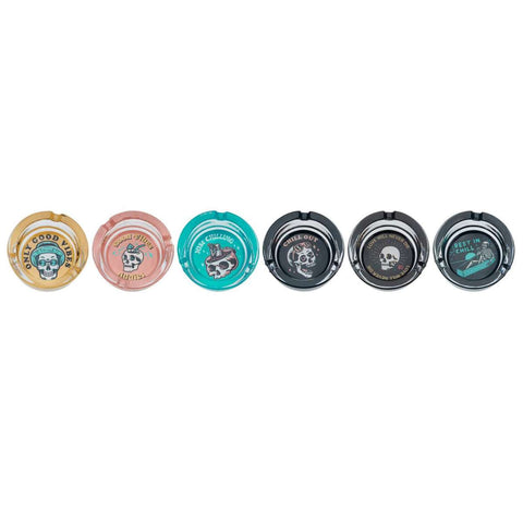 Ashtray Skull glass round assorted