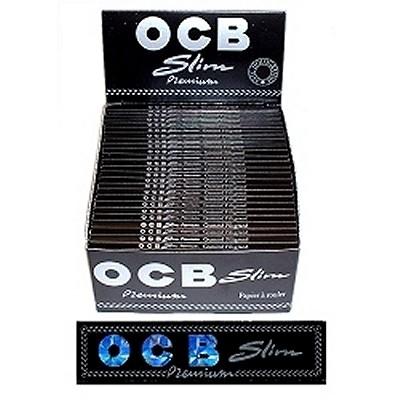 OCB Black Slim King Size Drehpapier in schwarzem Heftchen mit 32 extra dünnen Papers im Format 109 × 44 mm