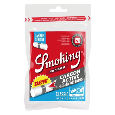 Smoking SLIM Watte Filter classic Aktivkohle 6mm