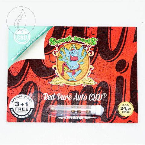 CBD & Räucherwerk Online Shop Schweiz | Sweet Seeds Red Pure Auto CBD 3+1 Stk.
findest du im Viweedy Store in Basel