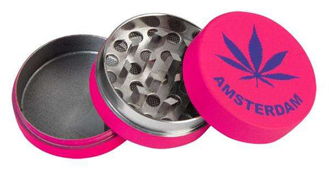 Grinder Alu Pink Hemp Leaf 40mm 3 Layers