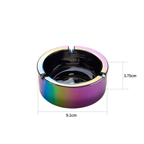 Rainbow glass ashtray round - assorted