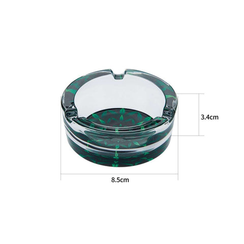 Ashtray Hemp Leaves glass round - assorted