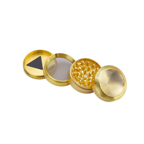 Grinder Magnifier Gold with magnifying glass and storage compartment