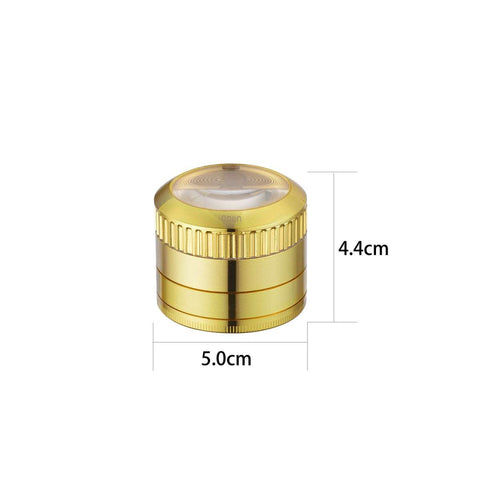 Grinder Magnifier Gold with magnifying glass and storage compartment