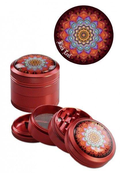 CBD & Räucherwerk Online Shop Schweiz | Black Leaf Alugrinder Mandala rot, 4-tlg.
 findest du im Viweedy Store in Basel