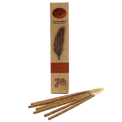 Native Soul Palo Santo & Dragons Blood incense sticks by Green Tree, promoting relaxation and purification.