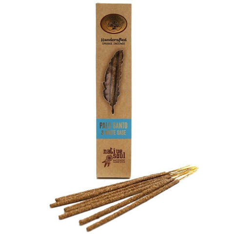 Native Soul Palo Santo & White Sage incense sticks by Green Tree, packaged with a natural design.