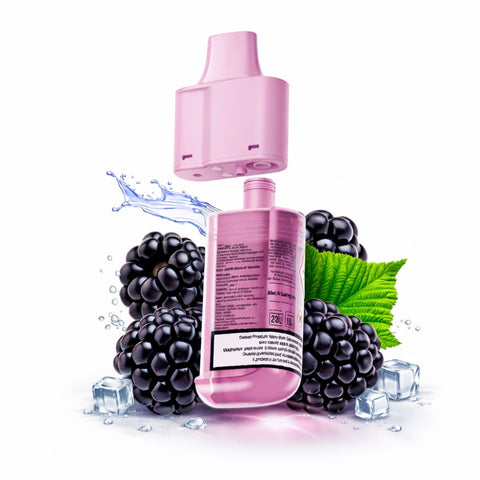 LOST MARY LUX 7000 Pods Refill in pink with blackberries and ice cubes backdrop