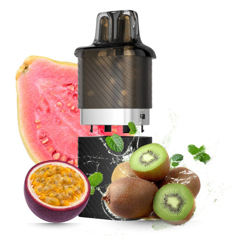 VOZOL Vista Plug Pod with tropical fruits like kiwi, passionfruit, and guava for a refreshing vape experience.