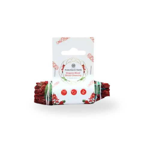 Dragons Blood Divine Cleansing Sage - Smudge Stick in protective packaging for spiritual cleansing and clarity.