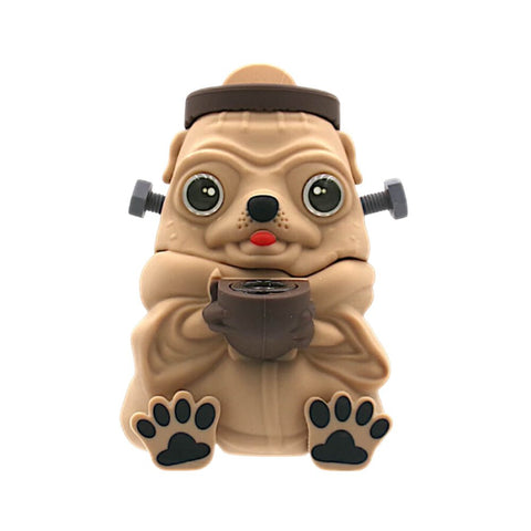 Frankendog Silicone Bong, 14 cm, cute pug design, sturdy, portable, heat-resistant, perfect for everyday use.