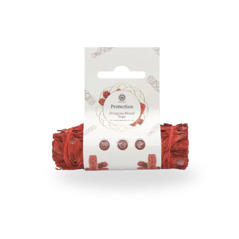 Protection Dragon's Blood - Smudge Stick in red packaging with cleansing herbs.