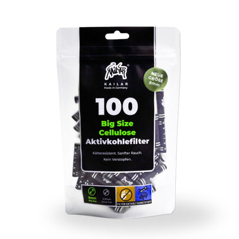 Kailar - Aktivkohlefilter 9 mm Black White 100 Stück