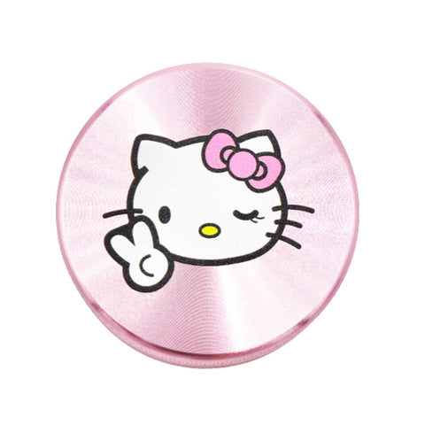 Hello Kitty Grinder Peace Pink 2 Parts - 50 mm with a cute design featuring Hello Kitty making a peace sign.