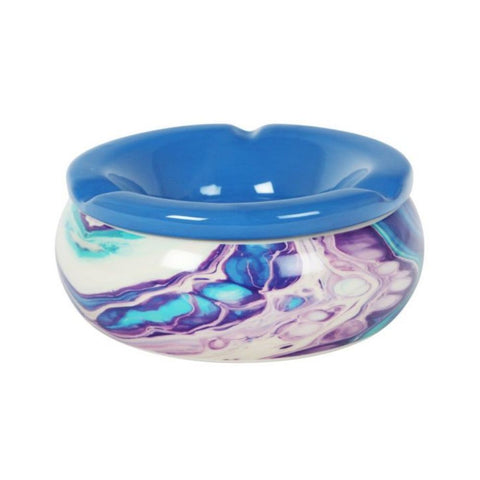 Stylish marble windproof ashtray with blue top, perfect for balcony and garden use.