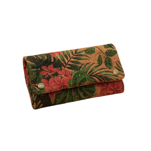 Kavatza - Tabaktasche Cork TPC51-CR Sweet Hibiskus Deluxe in floral design with lush green leaves and pink flowers.