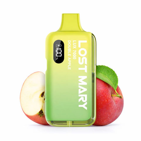 LOST MARY LUX 7000 Kit in Double Apple flavor with fresh apples, modern hybrid vape system.