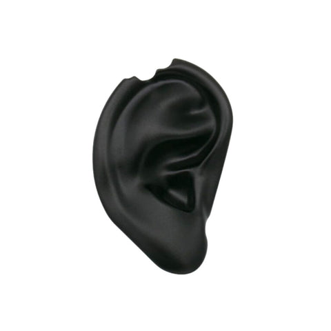 Schwarze, realistische Männerohrenform aus flexiblem Material für kreative Anwendungen.