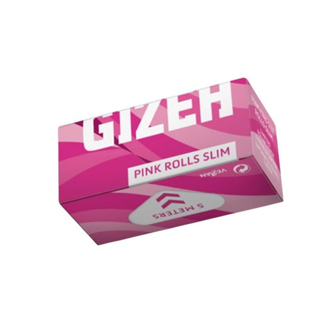 GIZEH - All Pink Rolls Slim 5 m packaging featuring a vibrant pink design and slim rolling papers.