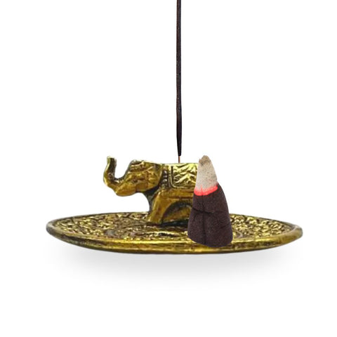 Elefanten-Duftstäbchen- und -kegelhalter aus Messing