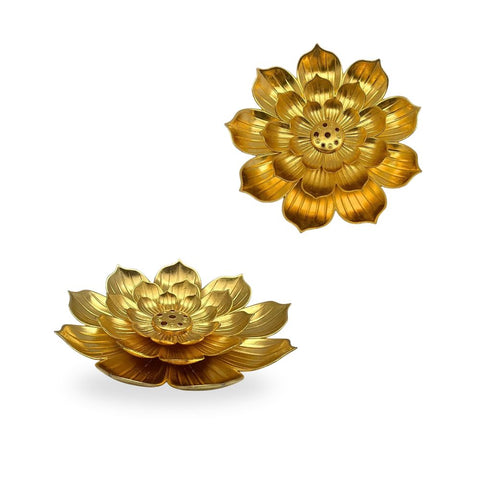 Duftstäbchenhalter Lotus - Messing im eleganten Lotusdesign, ideal für Räucherstäbchen und stilvolle Dekoration.