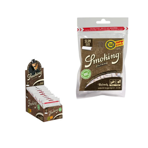 Smoking Slim Watte Filter Brown Bio - 150 ungebleichte Wattefilter für ein umweltfreundliches Raucherlebnis.