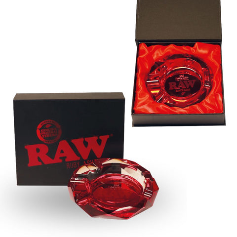 RAW Ruby Red Glass Ashtray