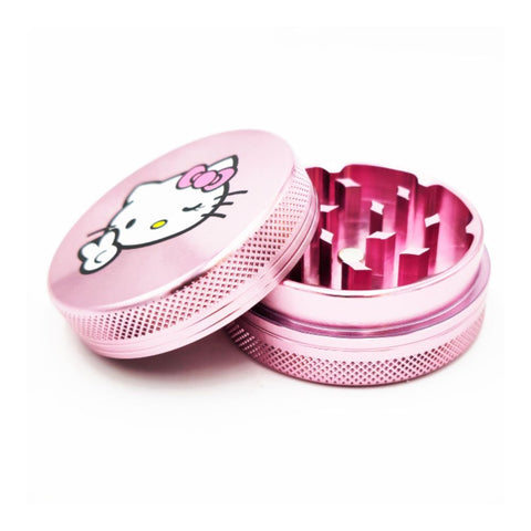 Hello Kitty Grinder Peace Pink 2 Parts - 50 mm with pink finish and Hello Kitty design, ideal for herbs.