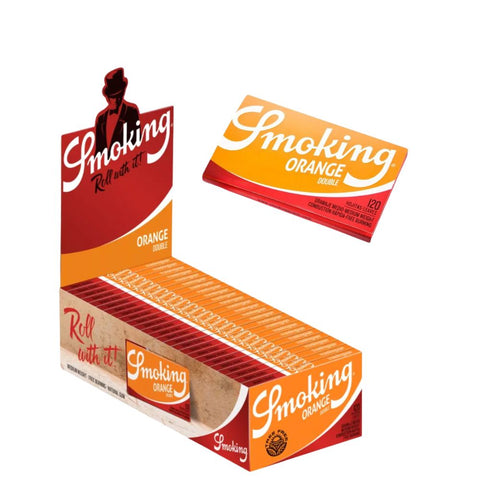 Smoking Orange Double Window Regular Papers display box and pack, showcasing compact design and quality.