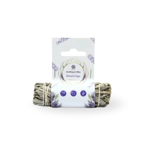 Blissful Sage - Smudge Stick, handgefertigtes Räucherbündel zur Förderung von Ruhe und Entspannung.