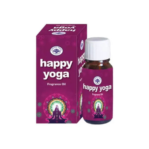 Green Tree Duftöl - Happy Yoga 10ml, aromatische Duftöl-Flasche mit farbenfrohem Karton für Yoga und Meditation.