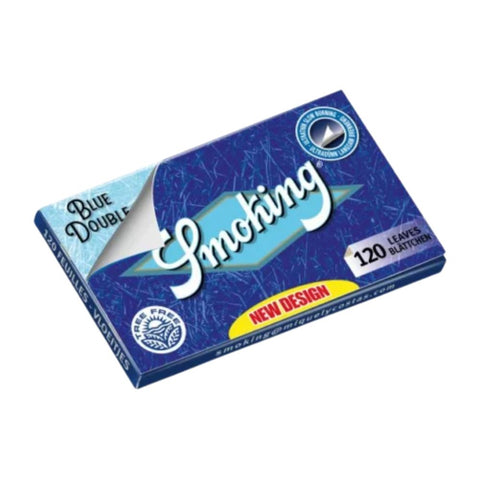 Smoking Blue Double Window Box Display mit 120 Blättern - Dünne, natürliche Drehpapiere, ideal für Raucher.