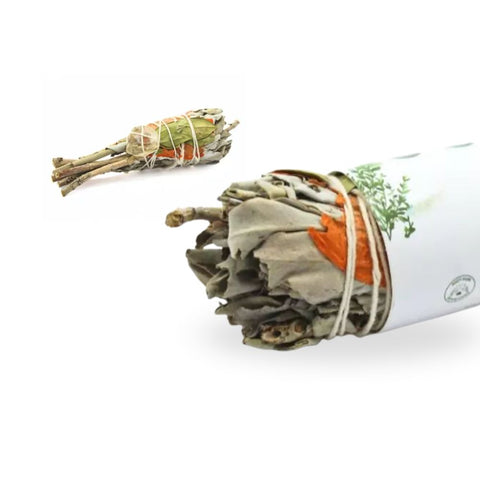 Cleansing Energy Sage with Citrine - Smudge Stick, handgebundenes Kräuterbündel für energetische Reinigung.