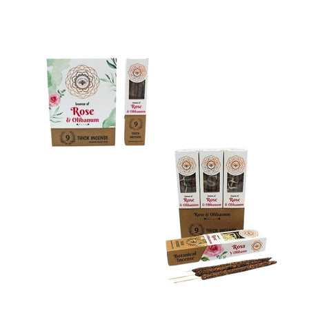 Green Tree - Rose & Olibanum Botanical Incense Sticks verpackt mit Duftstäbchen auf einem weißen Hintergrund