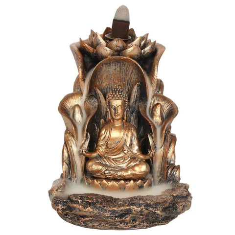 Bruciatore di incenso Buddha in bronzo con riflusso
