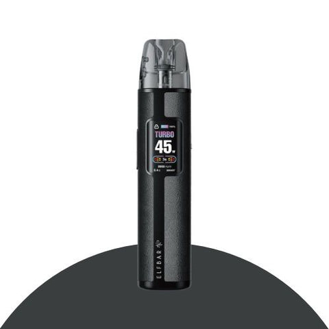 ELFBAR ELFX Pro Pod System Kit in sleek black design, featuring a digital display and compact size for powerful vaping.