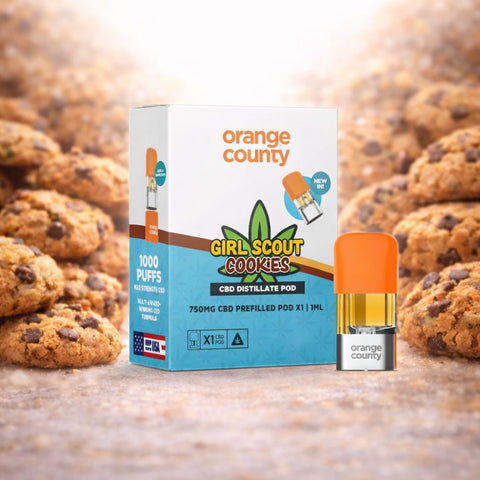 Orange County - CBD Prefilled Pod 1ml mit 750mg CBD und Cookies Geschmack in einer Packung.