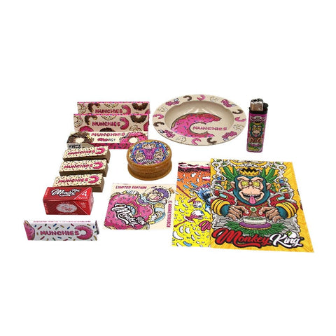 Monkey King Try - Kit Metal Box mit stylischem Zubehör und Rolling-Essentials in ansprechendem Design.