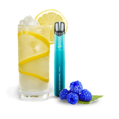 ELFBAR - 1000 Einweg next to a refreshing drink with lemon and blueberries, highlighting flavor and convenience.