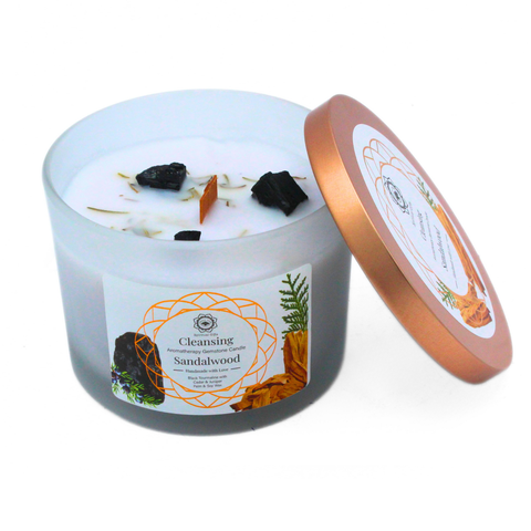 Green Tree Cleansing Duftkerze mit Edelsteinen und Sandelholz-Duft 256 g