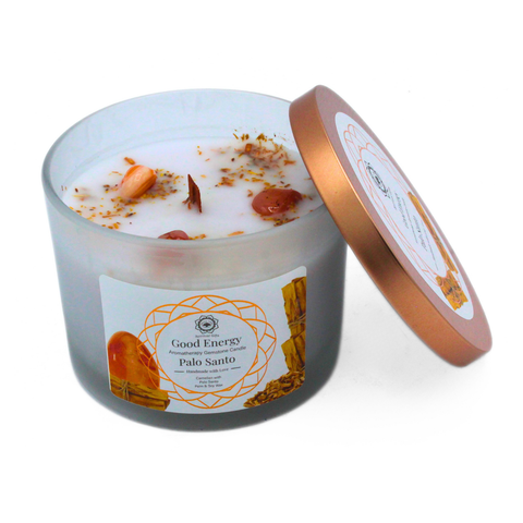 Green Tree Good Energy Duftkerze mit Edelsteinen und Palo Santo 256 g