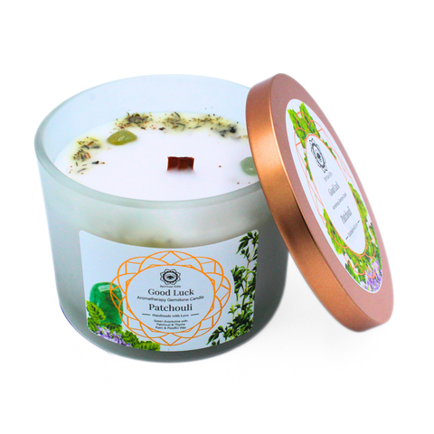 Green Tree Good Luck Duftkerze mit Edelsteinen und Patchouli-Duft 256 g