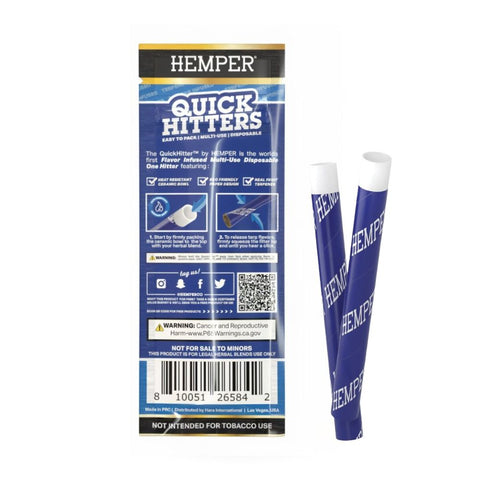 HEMPER Quick Hitter 2er-Pack mit Informationen auf der Verpackung und zwei Einweg-One-Hittern.