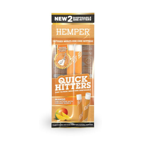 HEMPER Quick Hitter 2er-Pack, kompakte Einweg-One-Hitter mit Mango-Geschmack und keramischen Schalen.