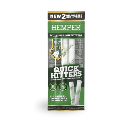 HEMPER Quick Hitter 2er-Pack, kompakte Einweg-One-Hitter mit Keramik-Bowl in der Originalverpackung.