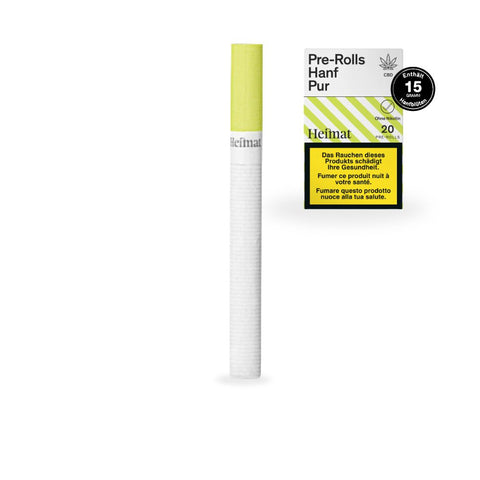 Heimat Pre Rolls Hanf Pur - 20er Pack mit 100% Hanfblüten ohne Tabak in hochwertiger Verpackung.