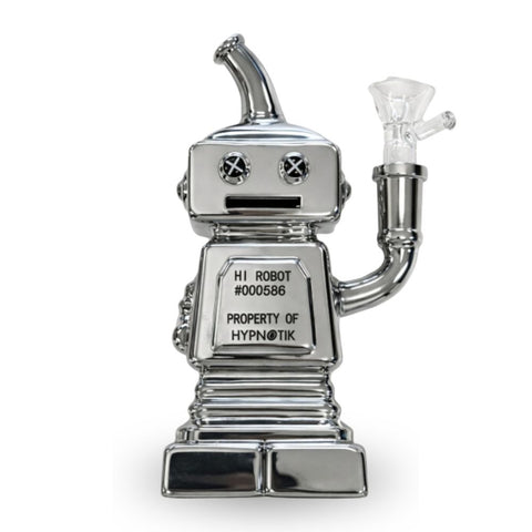 High Robot Glass Bong Chrome Silver 16 cm