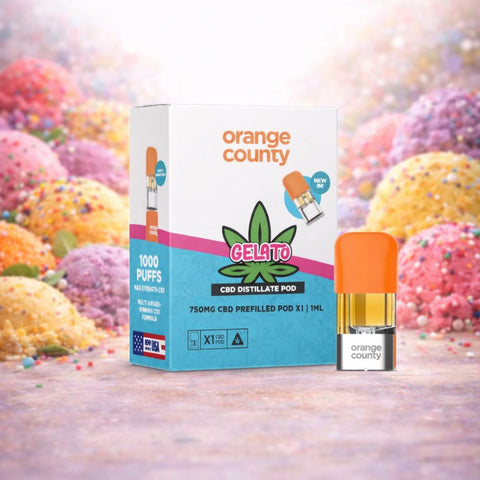 Orange County - CBD Prefilled Pod 1ml mit Gelato Geschmack und 750 mg CBD für intensiven Genuss.