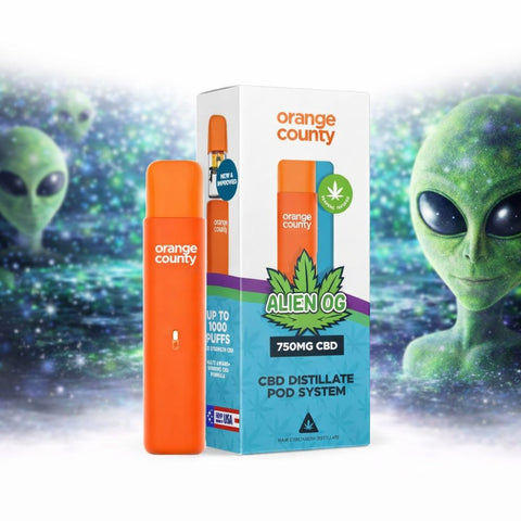 Orange County - CBD Vape Pen 1ml Pod 750mg mit Alien OG Geschmack und futuristischem Design